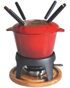 Service à fondue - Fonte émaillée - Rouge 
